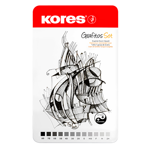 LAPIZ KORES GRADUADO CAJA METAL TRIANGULAR X12