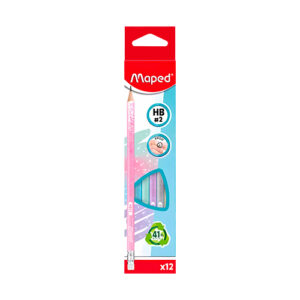 LAPIZ GRAFITO HB MAPED CON GOMA DECO GLITTER X12